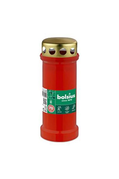 Bolsius Set 3 x Candela din Plastic cu Capac, Rosie, Bolsius, Nr. 6, 70 Ore