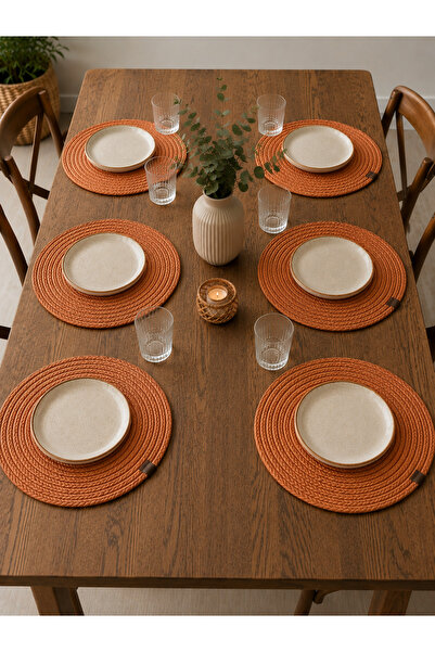 Zeora Home 6-Piece Supla Set Knitted Rope Supla Jute American Service Table M...