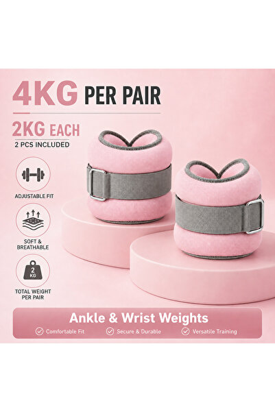 Axpeih 4KG Adjustable Ankle & Wrist Weights Set, 2KG Each, Soft Iron Sand Wei...