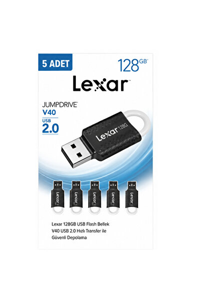 Lexar 128GB USB Flash Bellek V40 USB 2.0 Flash Bellek 5'li Paket