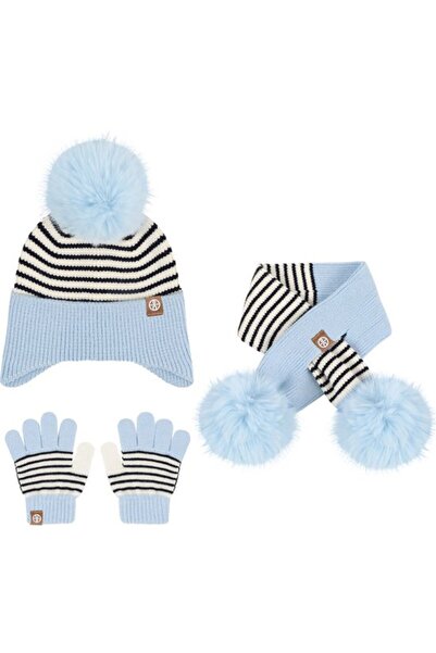 STARSTAR Kids' Scarf, Hat, and Glove Set - Warm Winter Striped 3-in-1 Suitabl...