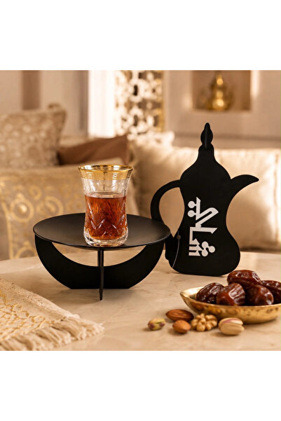 laverahome Metalic Arabic-Inspired Design, Elegant Black with Silver Arabic D...