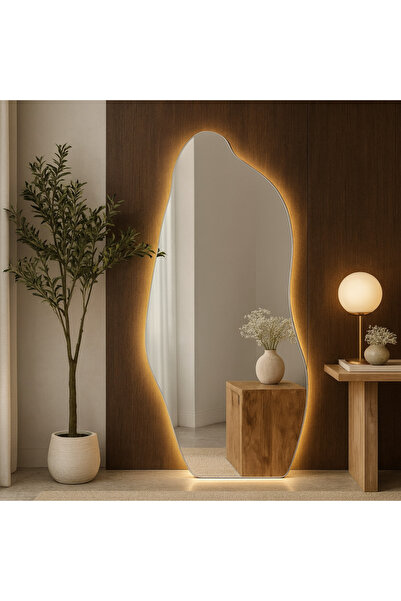 Generic Irregular LED Backlit Full-Length Mirror Modern Organic Shape Floor M...