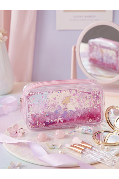 Dörtel Tedarik Transparent Water-Infused Glittery Moving Figure Pen Holder Gl...