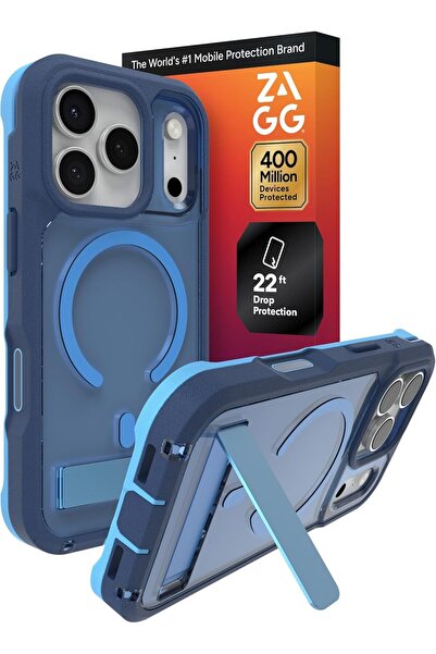 Zagg Rainier Case with Kickstand for iPhone 17 Pro - Blue Cobalt Horizon, Gra...