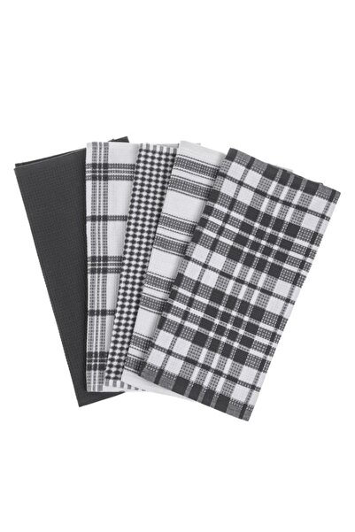 BAMI NETWORK Prosoape pentru Pahare Antracit Carouri 58x39cm Set 5 Bucati