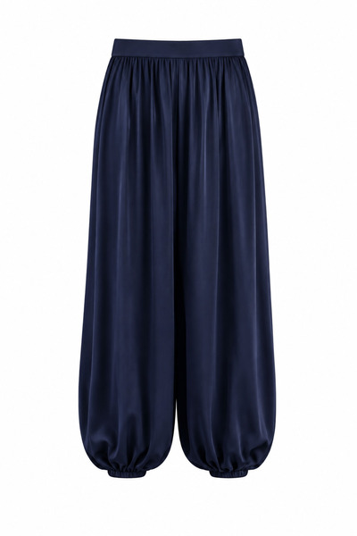 HAZELANNA Navy Blue Satin Shalwar Trousers
