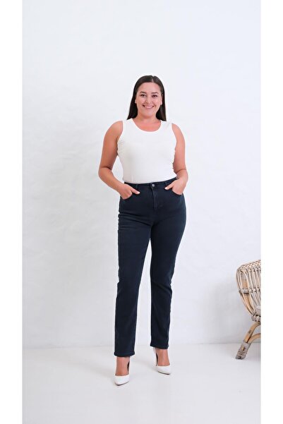 Clothes Fast Women's Blue Black Plus Size High Waist Tube Leg Jeans
