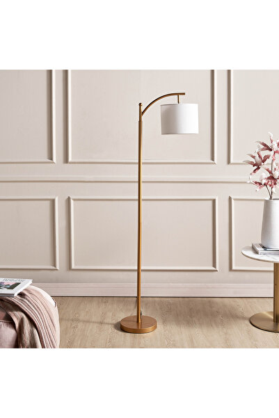 Generic Brand Modern Gold Floor Lamp | Fabric Shade Metal Standing Lamp for L...