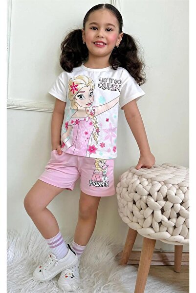 LUFFY KİDS Printed Girls' T-Shirt and Shorts Set - 1016
