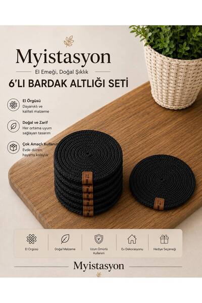 myistasyon "tarzınızı evinize yansıtın" 6'lı Bardak Altlığı 12 Cm Çay, Fincan...
