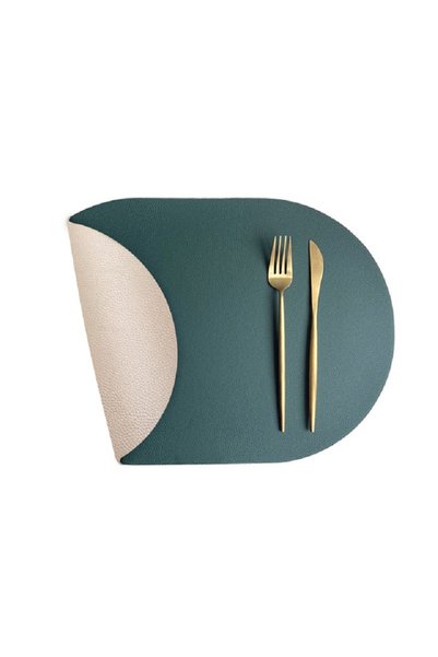 Choice3 مفارش طاولة بيضاوية الشكل من الجلد الصناعي باللون الأخضر الكريمي مقاس...