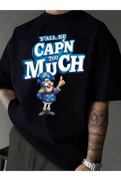 26LIK تي شيرت برسومات بسيطة بتصميم Y'all Be Cap'n Too Much مصنوع من القطن بنس...