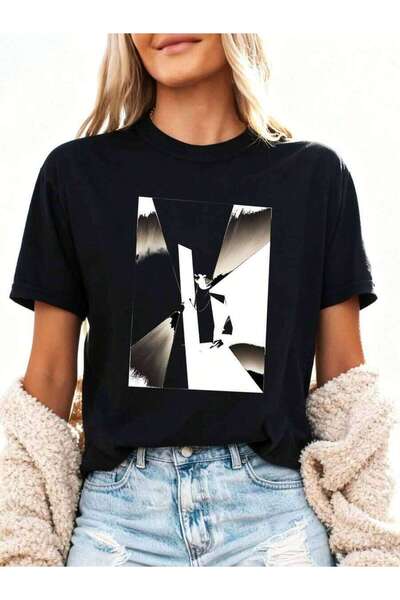21JNRY Women's T-Shirts Black And White Portrait Style 100%, Breathable-2