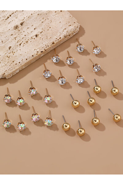 Take Two By Styli Set Of 12 - Rhinestone and Ball Stud Earrings