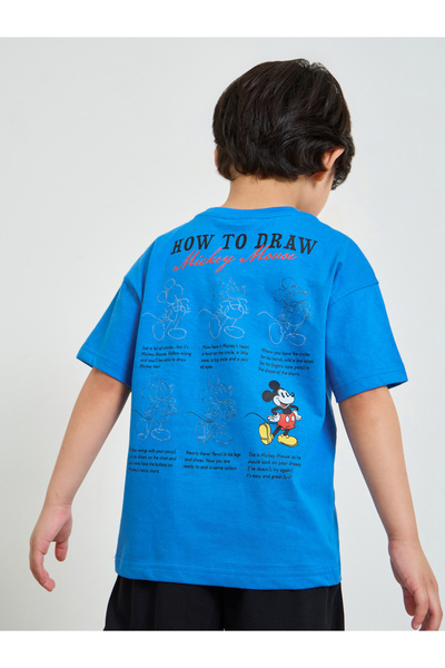 Styli Boys Blue Oversized Mickey Mouse Print T-Shirt
