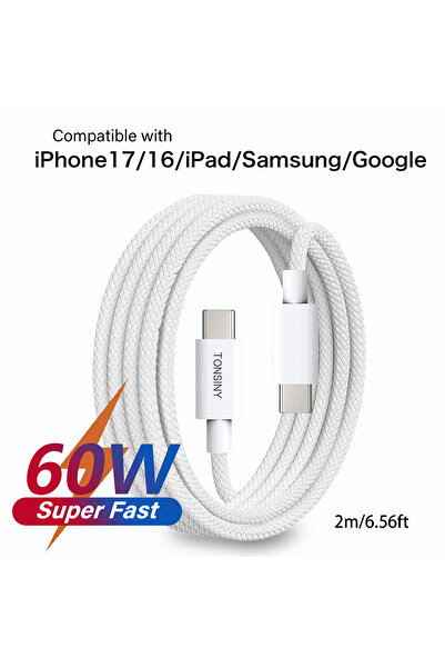Choice4 2m cable 1pcs Original PD60W for iPhone 17 16 15 Air iPad USB-C to US...