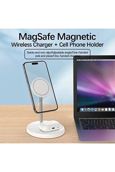 Choice White Desktop Magnetic 2 in 1 Wireless Charger Stand For iPhone17 16 1...