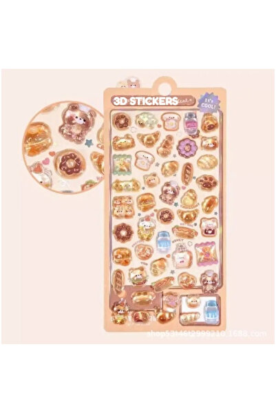 choice2 donut 300Pcs/50pc Kawaii Cartoon 3D Relief Sticker Cute Crystal Jelly...