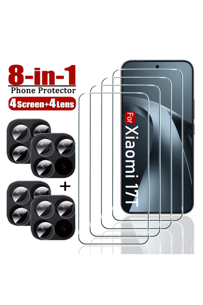 Choice12 واقي شاشة زجاجي شفاف 8 في 1 لهاتف شاومي 17T Pro مع 4 عدسات و4 طبقات ...