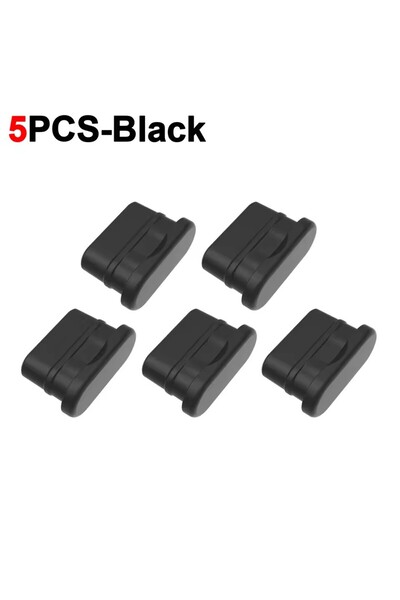 Choice5 5PCS Black Type C Dustplugs USB-C Dust Cover Soft Silicone Type-C Cha...