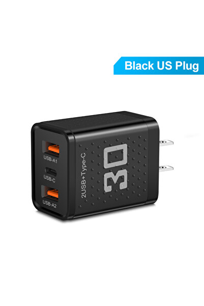 Choice5 US Black 30W USB C Charger 3 Ports Fast Charging Phone Charger Power ...