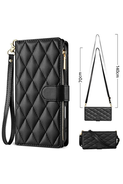 Choice Galaxy S25 FE Black Crossbody Leather Case For S26 S25 Edge S24 S23 Ul...