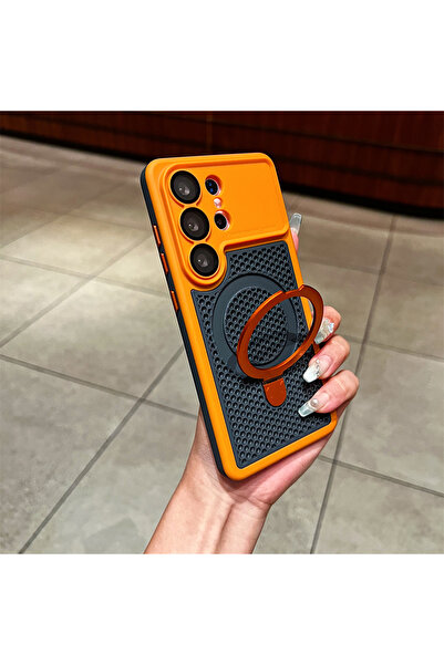 Choice13 Galaxy S25 Ultra Orange Luxury Heat Dissipation Cooling Mesh Hole Ph...