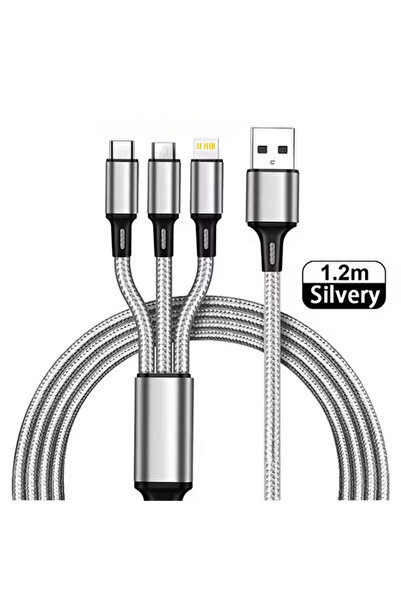 Choice 1.2m Silver 3 in 1 Cable 4 in 1 USB C Fast Charging Cable 3 in 1 Type ...