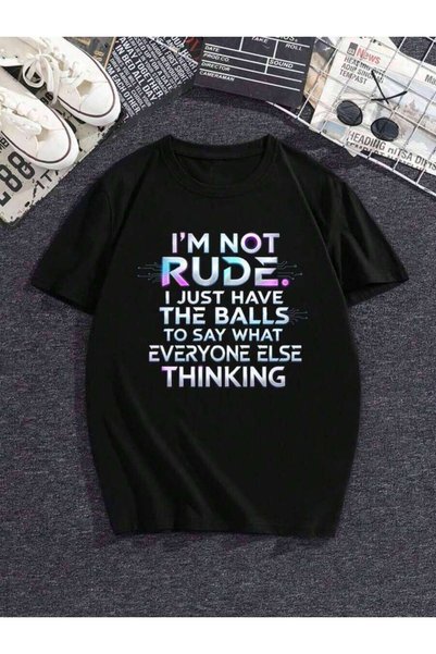 29CUN تي شيرت نسائي مطبوع عليه 'I'm Not Rude' - تي شيرت كاجوال برقبة دائرية، ...