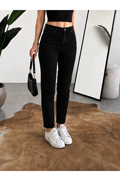 Viola Black Jeans JEANS NEGRI TIP MOM, TALIE ÎNALTĂ, PENTRU Purtare Zilnică, ...