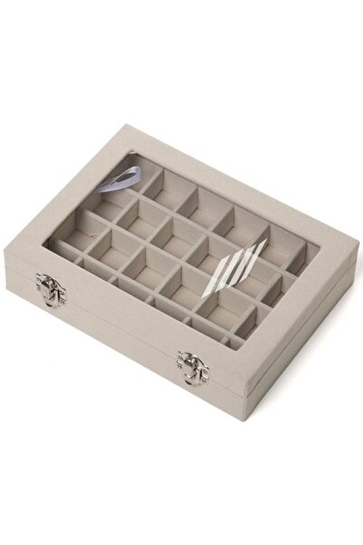 STARSTAR Jewelry box 24 compartments transparent lid blue 20x15x5cm.
