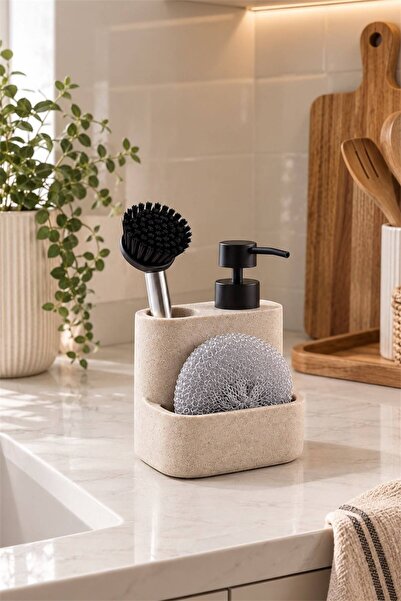 GLAMZE Polyresin Krem Sabunluk Fırça Hediyeli
