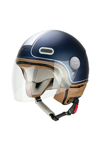 CGM 191V Pix Vintage Blu Argento Satinato Lunga Açık Kask (Mavi)