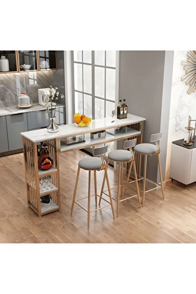 kold concept KC-0115 Çağdaş Çift Ayaklı Bistro Bar Masası Depolamalı Mutfak T...