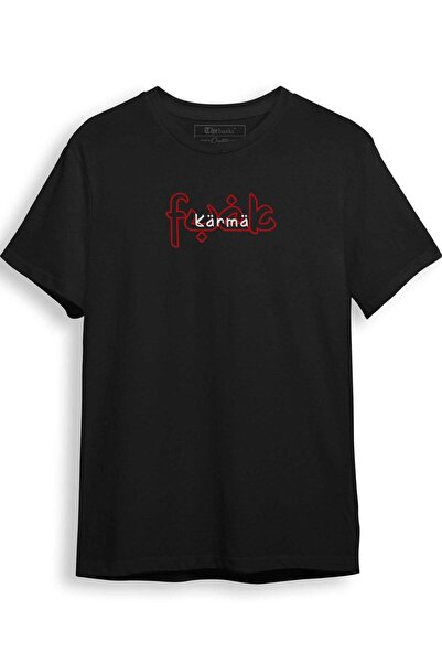 The Baski Fck Karma Design Printed 100% Cotton Premium Black T-Shirt
