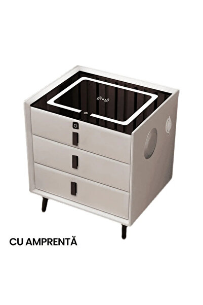 INEO SMART HOME Noptiera Moderna cu 3 Sertare, Lumina Ambientala si Incarcare...