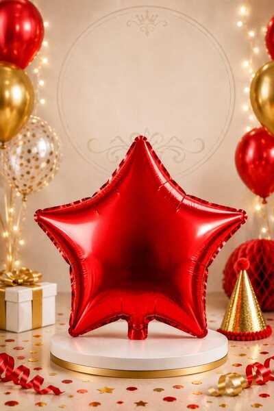 Parti Dükkanı Red Star Foil Balloon 24 Inch 60 cm Helium Compatible Birthday ...