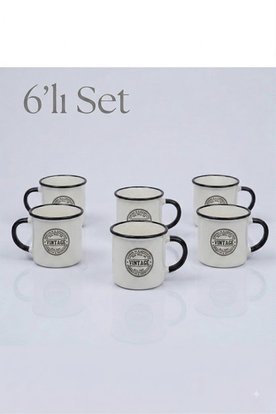 Siyah Retro Kupa 6'lı Set