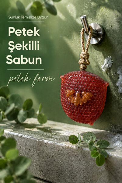 Vienev Kırmızı Petek Şekilli Katı Sabun 9,5x10,5x3,4 cm Asılabilir Dekoratif ...