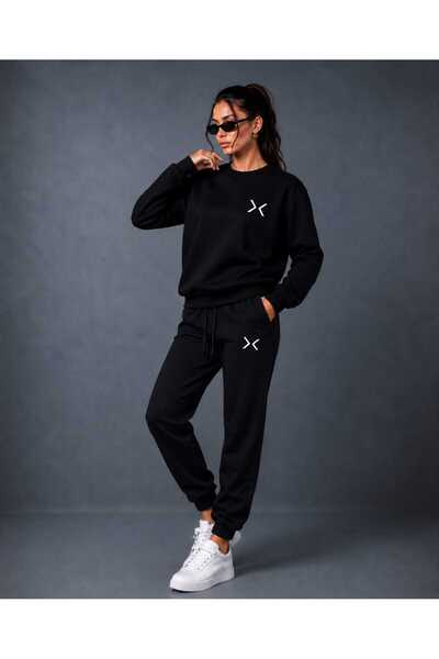 CLOTHES33 Zero Collar Sweat Suit 2-Piece Combination Winter Shardooned X Prin...