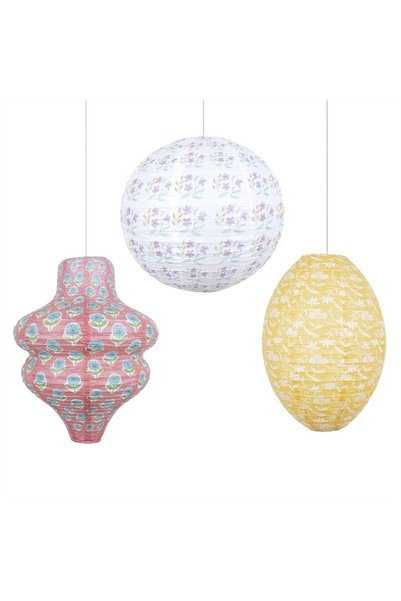 Meri Meri - Flora Pink & Yellow Lanterns - Flora Pembe & Sarı Fenerler - 3 Adet