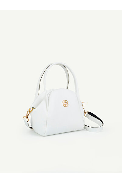 Beshora Cassie White Zipper Detailed Adjustable Strap Women's Hand and Should...