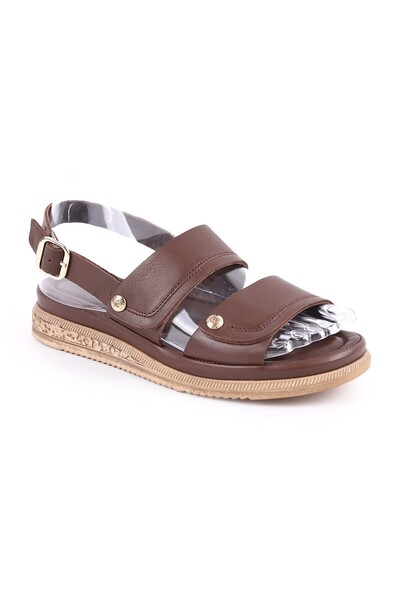 Mammamia Women's Sandals Daily Genuine Leather Double Strap Anatomical Flat S...