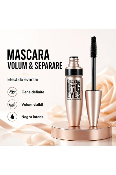 iTin Mascara volum & separare, efect evantai, waterproof, formulă cremoasă, Negru
