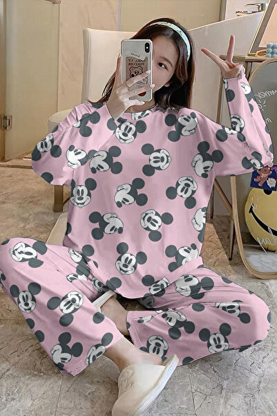 kuzey homewear Σετ πιτζάμες με μακριά μανίκια MickeyHappy SuperSoft Basic Suprem