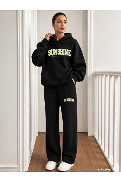 FUFLUNS Sunshine Printed Men's Hooded Tracksuit Set