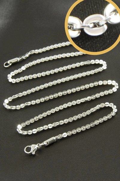 Generic Brand Reversed Flat Steel Necklace Chain 55 cm