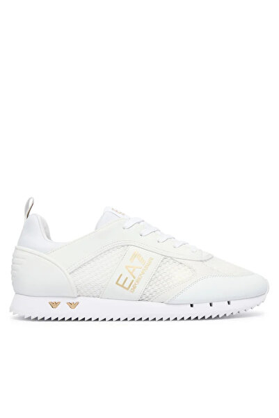 EA7 Men's Breathable Mesh Detailed Comfortable Sole White Sneaker with Eagle ...