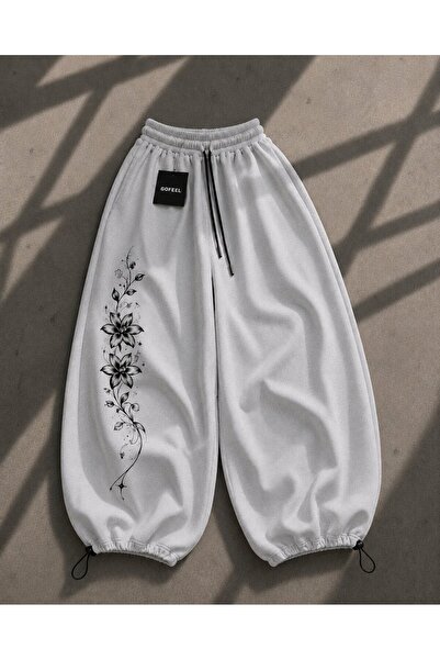 Gofeel Ophella Long Flower Detailed Baggy Unisex Sweatpants
